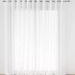 Tenda trasparente effetto lino passanti nascosti (400 x 240 cm) Haltona Bianco