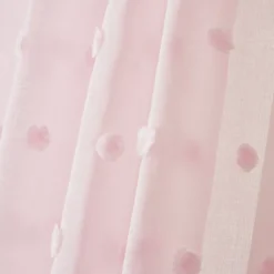 Tenda trasparente occhielli pon pon (140 x 280 cm) Emie Rosa