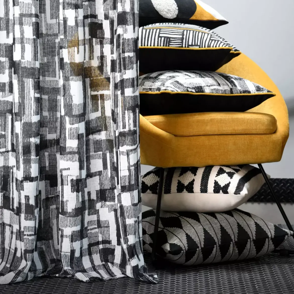 Tenda trasparente (140 x 260 cm) Linear Nero