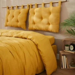 Testiera cuscino garza di cotone (80 x 50 cm) Gaïa Giallo zafferano