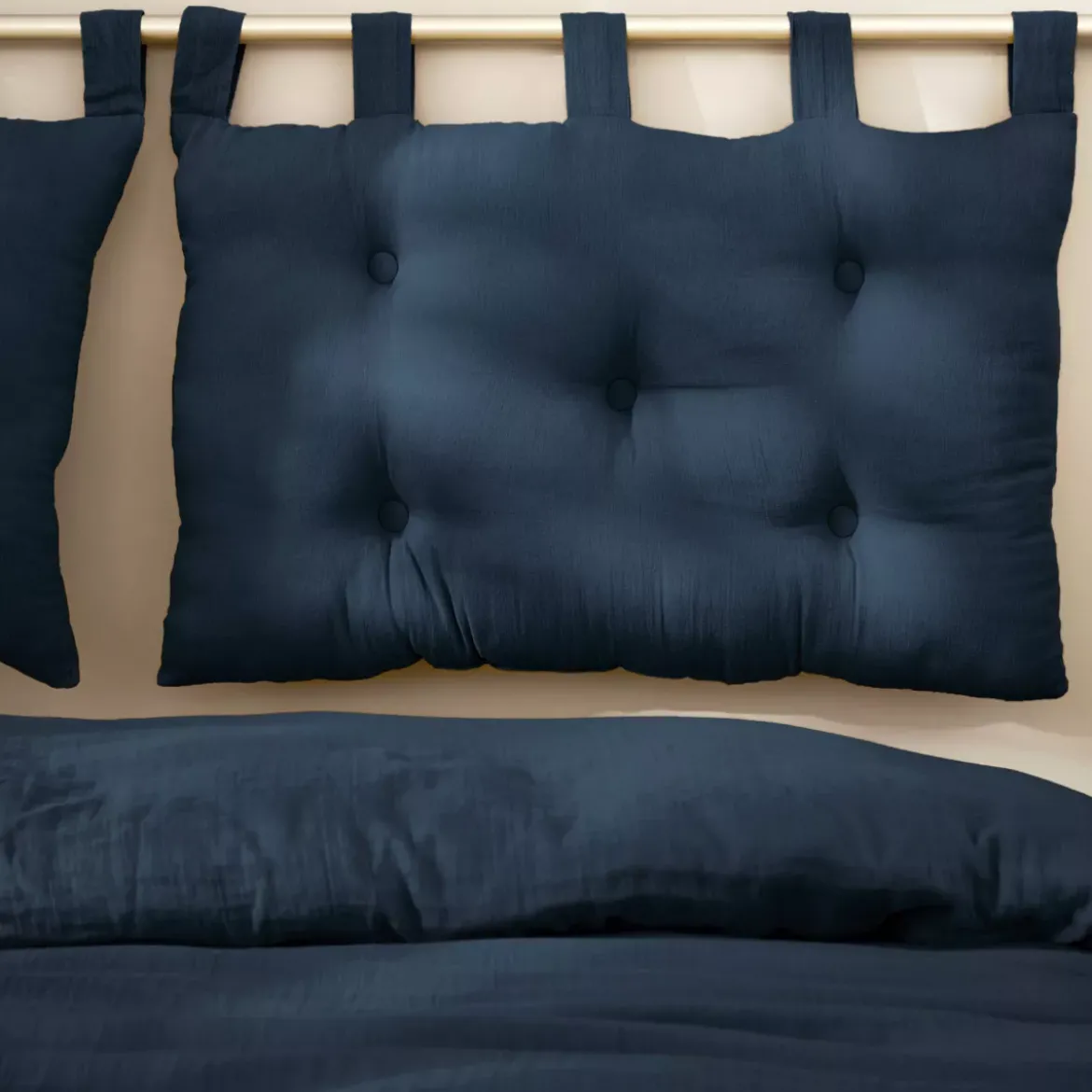 Testiera letto garza di cotone (80 x 50 cm) Gaïa Blu notte