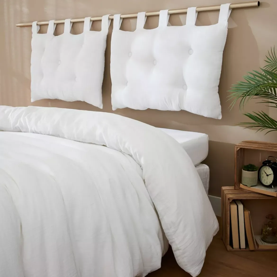 Testiera letto garza di cotone (80 x 50 cm) Gaïa Bianco chantilly