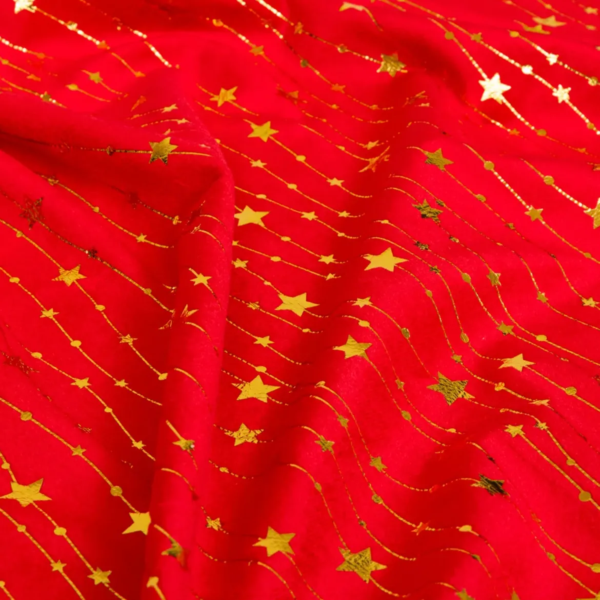 Tovaglia di Natale rettangolare (140 x 240 cm) Pioggia di stelle Rosso e dorato