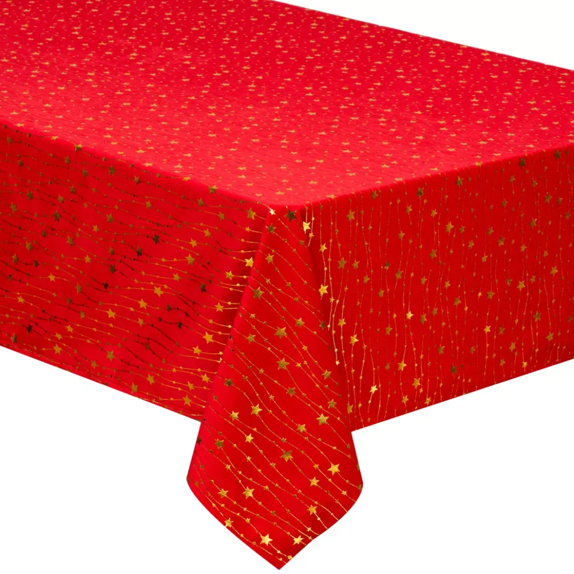 Tovaglia di Natale rettangolare (140 x 240 cm) Pioggia di stelle Rosso e dorato