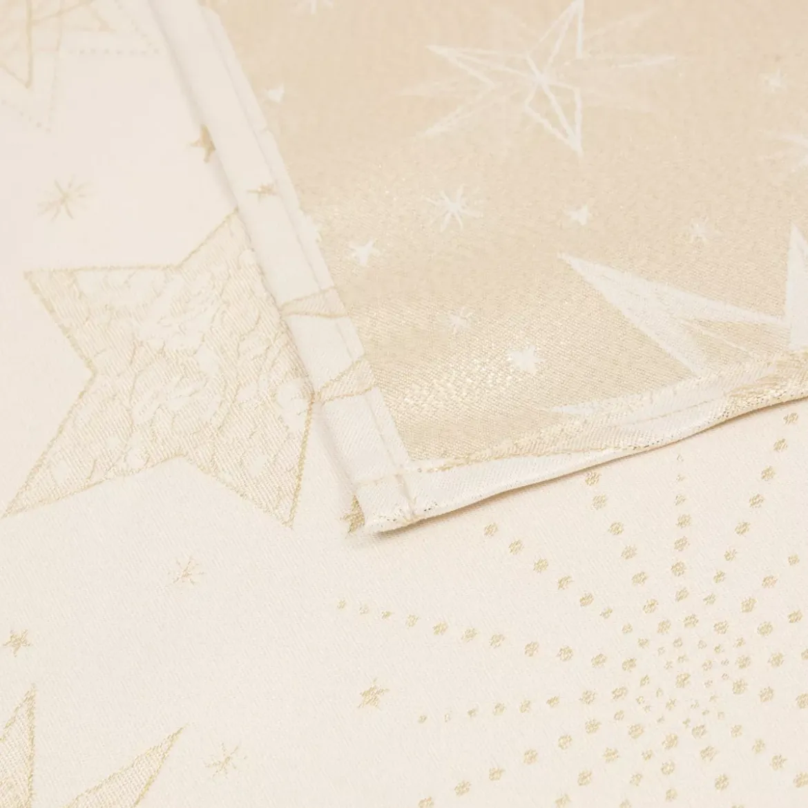 Tovaglia di Natale rettangolare (140 x 240 cm) Notte stellata Beige e dorato