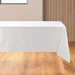 Tovaglia di Natale rettangolare anti macchia (140 x 240 cm) Mikado Bianco e dorato