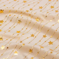 Tovaglia natalizia rettangolare (140 x 240 cm) Pioggia di stelle Avorio e oro