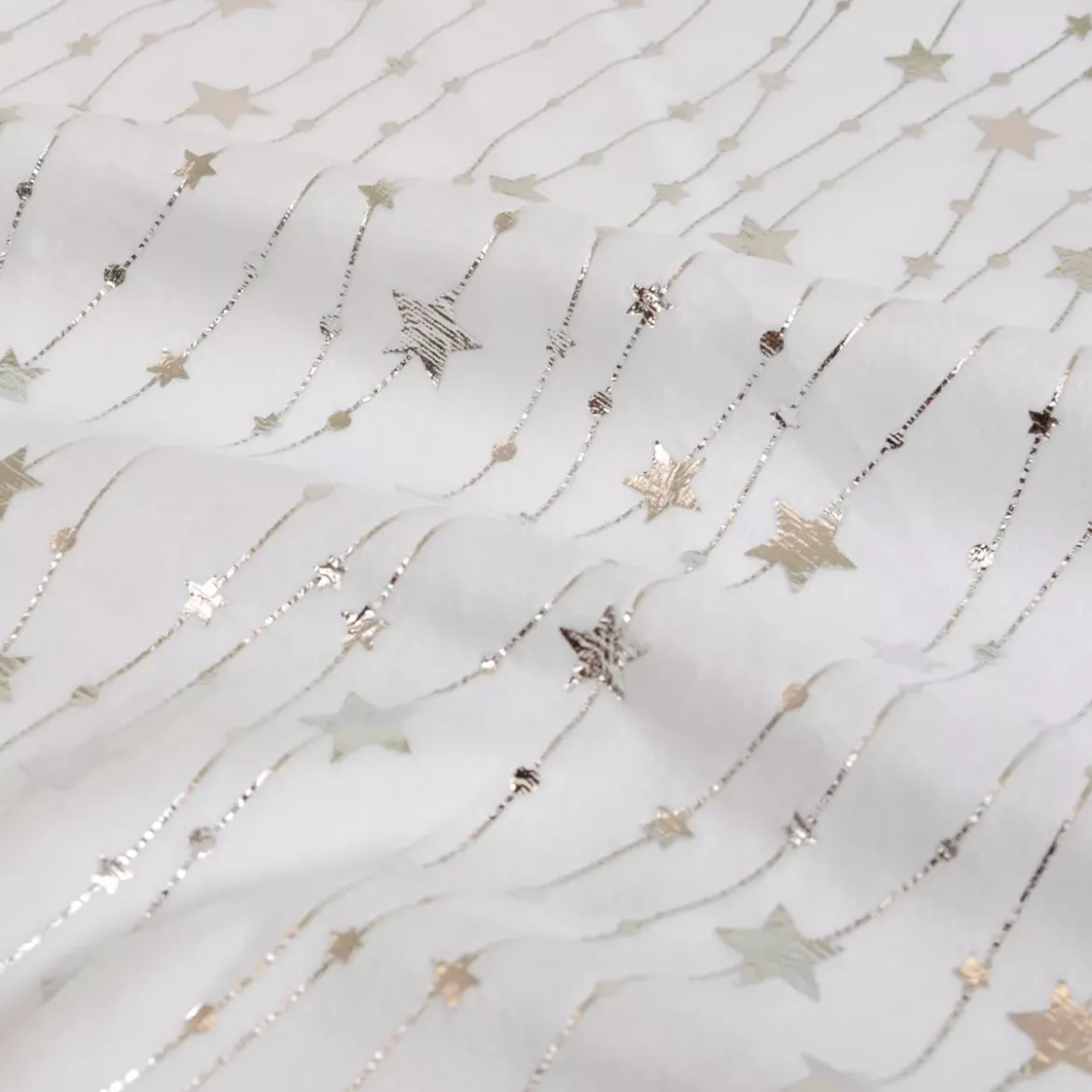 Tovaglia natalizia rettangolare (140 x 240 cm) Pioggia di stelle Bianca