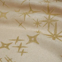 Tovaglia natalizia rettangolare (140 x 240 cm) Stelle Celesti Beige e dorato