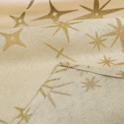 Tovaglia natalizia rettangolare (140 x 240 cm) Stelle Celesti Beige e dorato