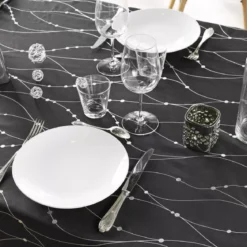 Tovaglia natalizia rettangolare (140 x 240 cm) Astrelia Nero e argento