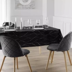 Tovaglia natalizia rettangolare (140 x 240 cm) Astrelia Nero e argento