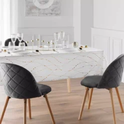 Tovaglia natalizia rettangolare anti macchia (140 x 240 cm) Firmament Bianco e dorato
