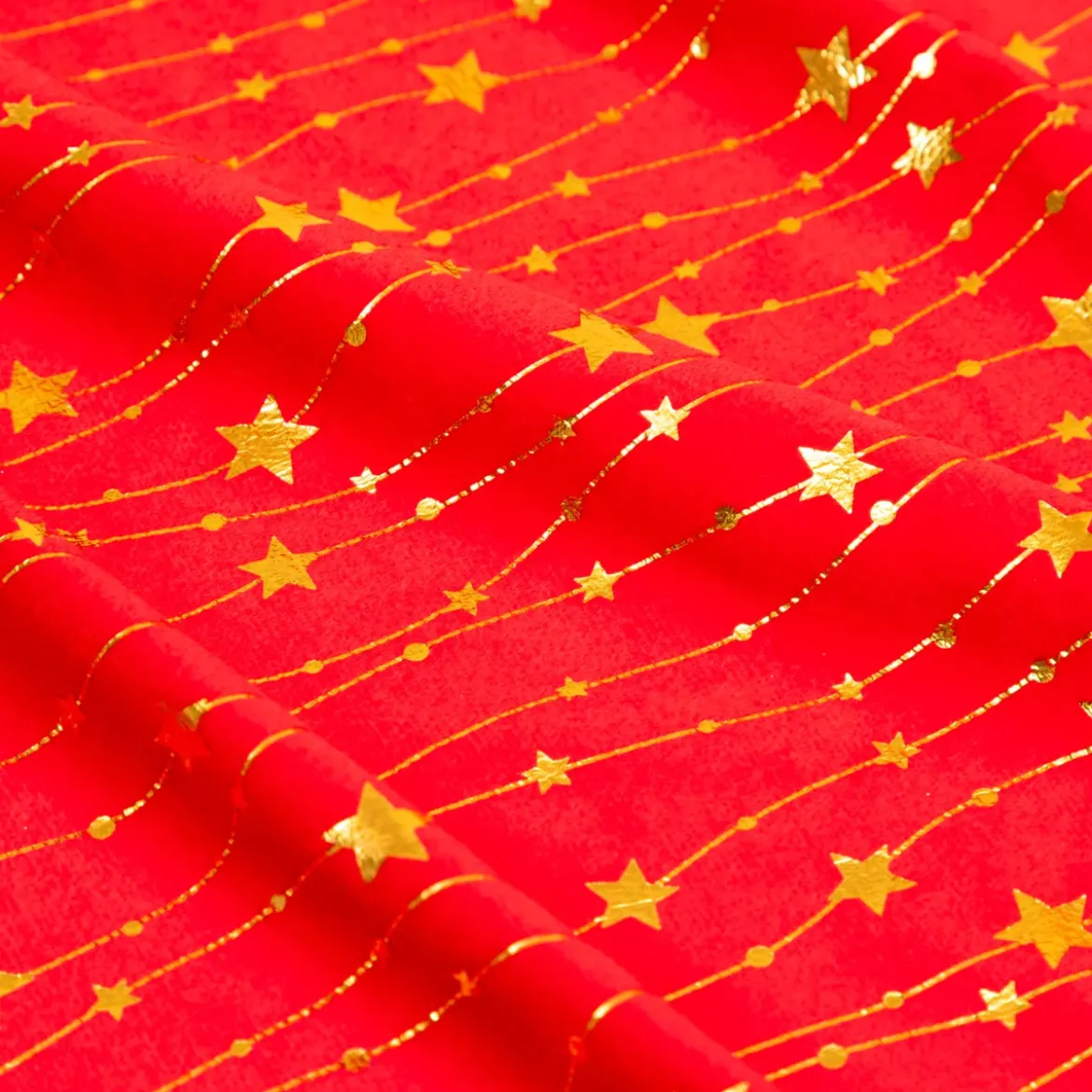 Tovaglia natalizia rettangolare (360 x 140 cm) Pioggia di stelle Rosso