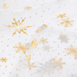 Tovaglia natalizia rettangolare (140 x 240 cm) Fiocco di Neve Bianco e oro