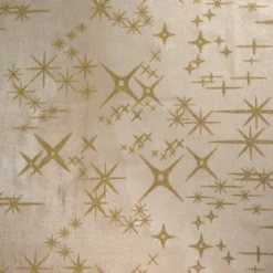 Tovaglia natalizia rettangolare (360 x 140 cm) Stelle Celesti Beige e dorato