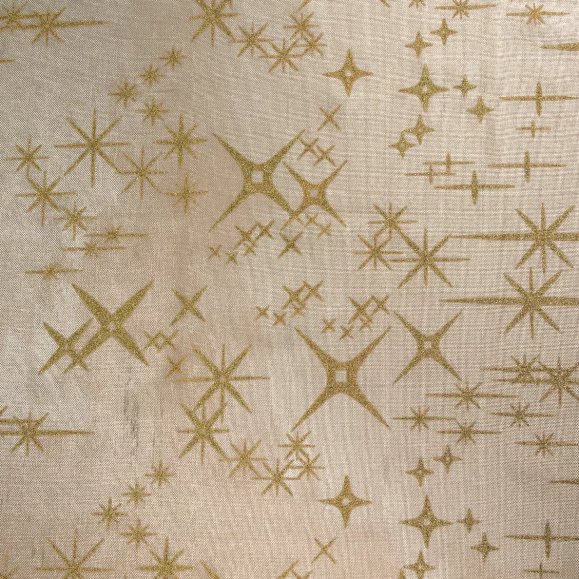 Tovaglia natalizia rettangolare (360 x 140 cm) Stelle Celesti Beige e dorato