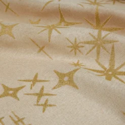 Tovaglia natalizia rettangolare (360 x 140 cm) Stelle Celesti Beige e dorato