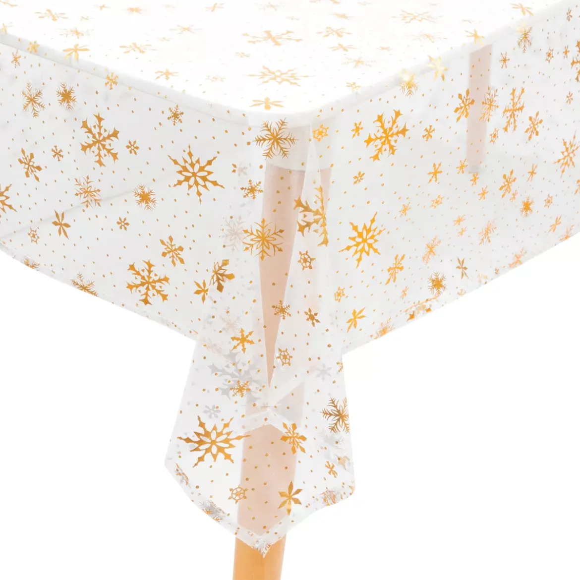 Tovaglia natalizia rettangolare (140 x 360 cm) Fiocco di neve Bianco