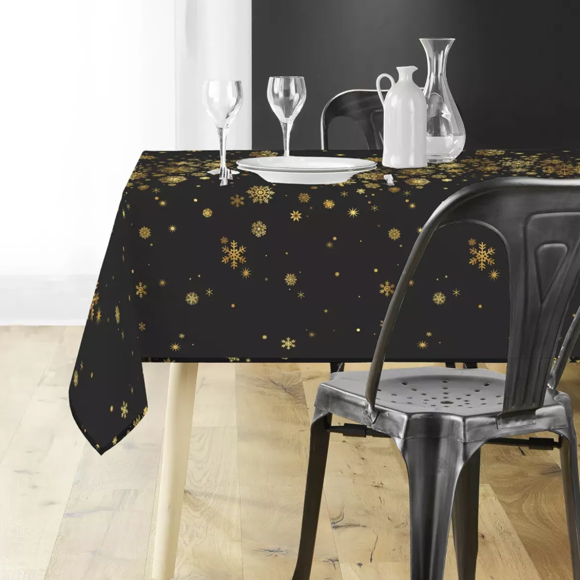 Tovaglia natalizia rettangolare (150 x 240 cm) Costellazione Nero e dorato