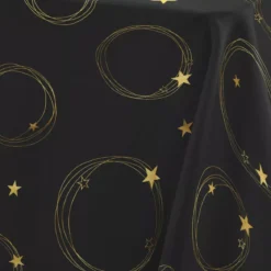 Tovaglia natalizia rettangolare (150 x 240 cm) Star Nero e Oro
