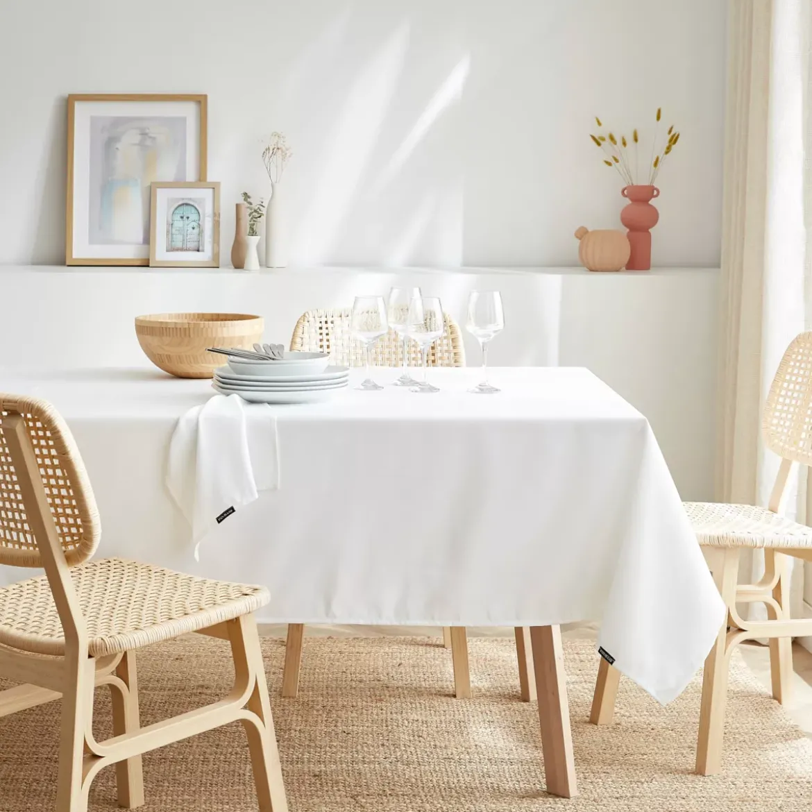 Tovaglia rettangolare antimacchia (140 x 300 cm) Elise Bianca