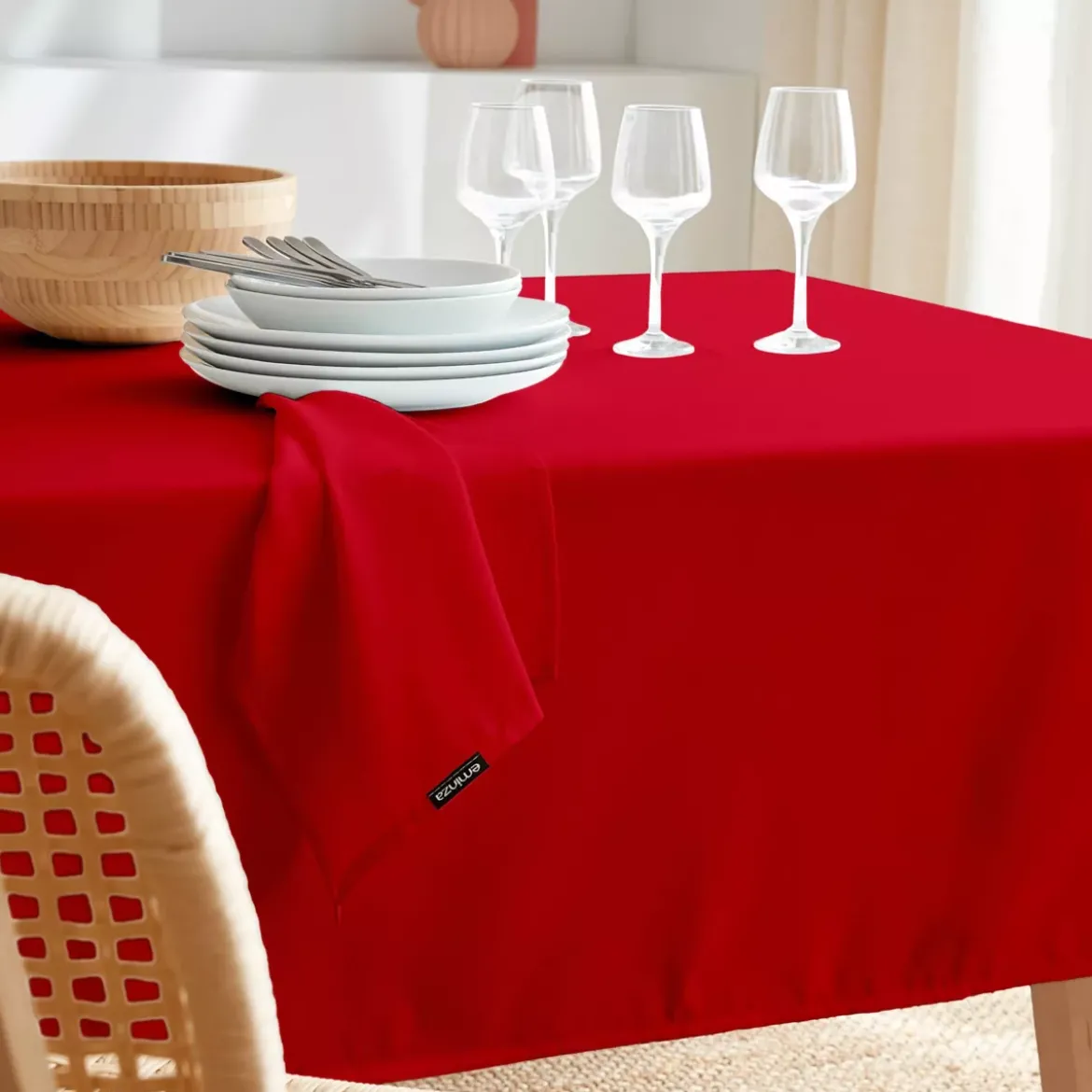 Tovaglia rettangolare antimacchia (140 x 300 cm) Elise Rosso