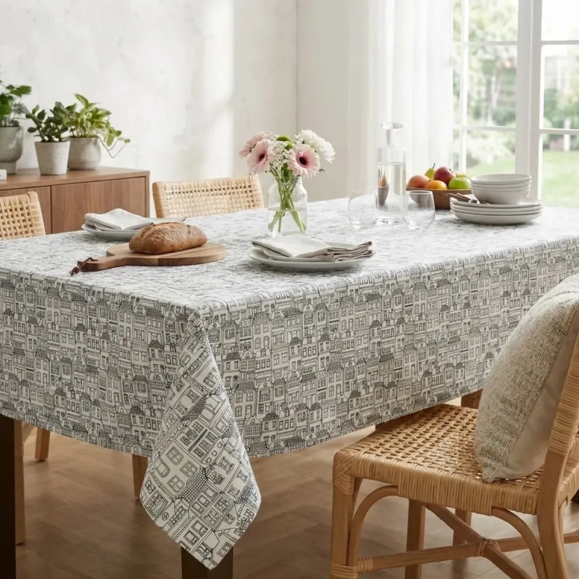 Tovaglia rettangolare cotone antimacchia (150 x 250 cm) Home Grigia