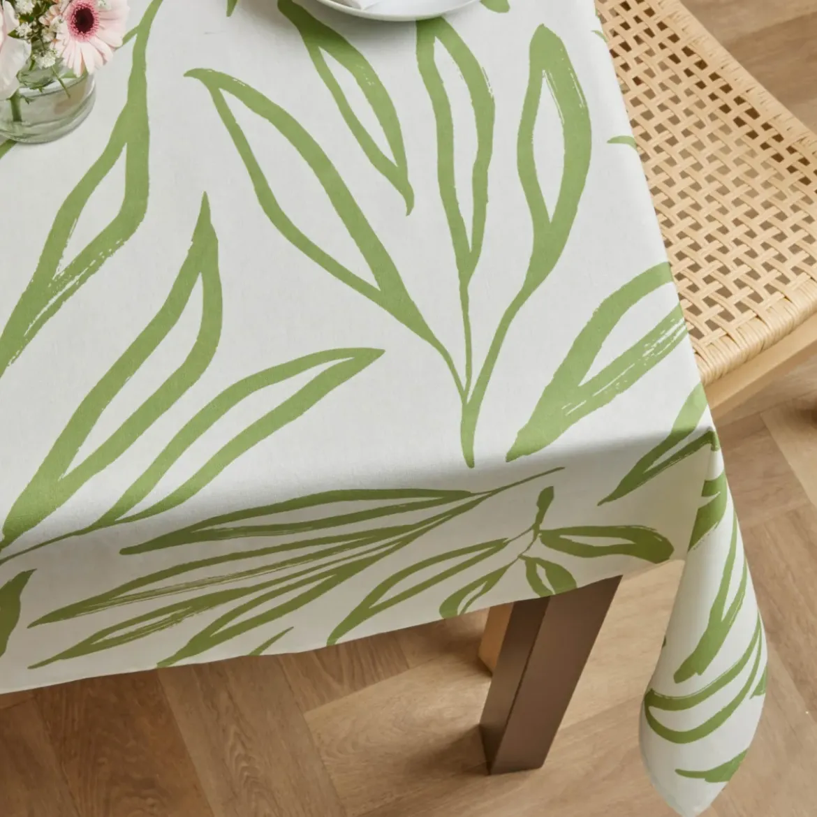 Tovaglia rettangolare cotone antimacchia (150 x 350 cm) Galice Verde eucalipto