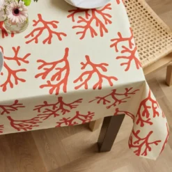 Tovaglia rettangolare cotone antimacchia (150 x 350 cm) Moorea Corallo