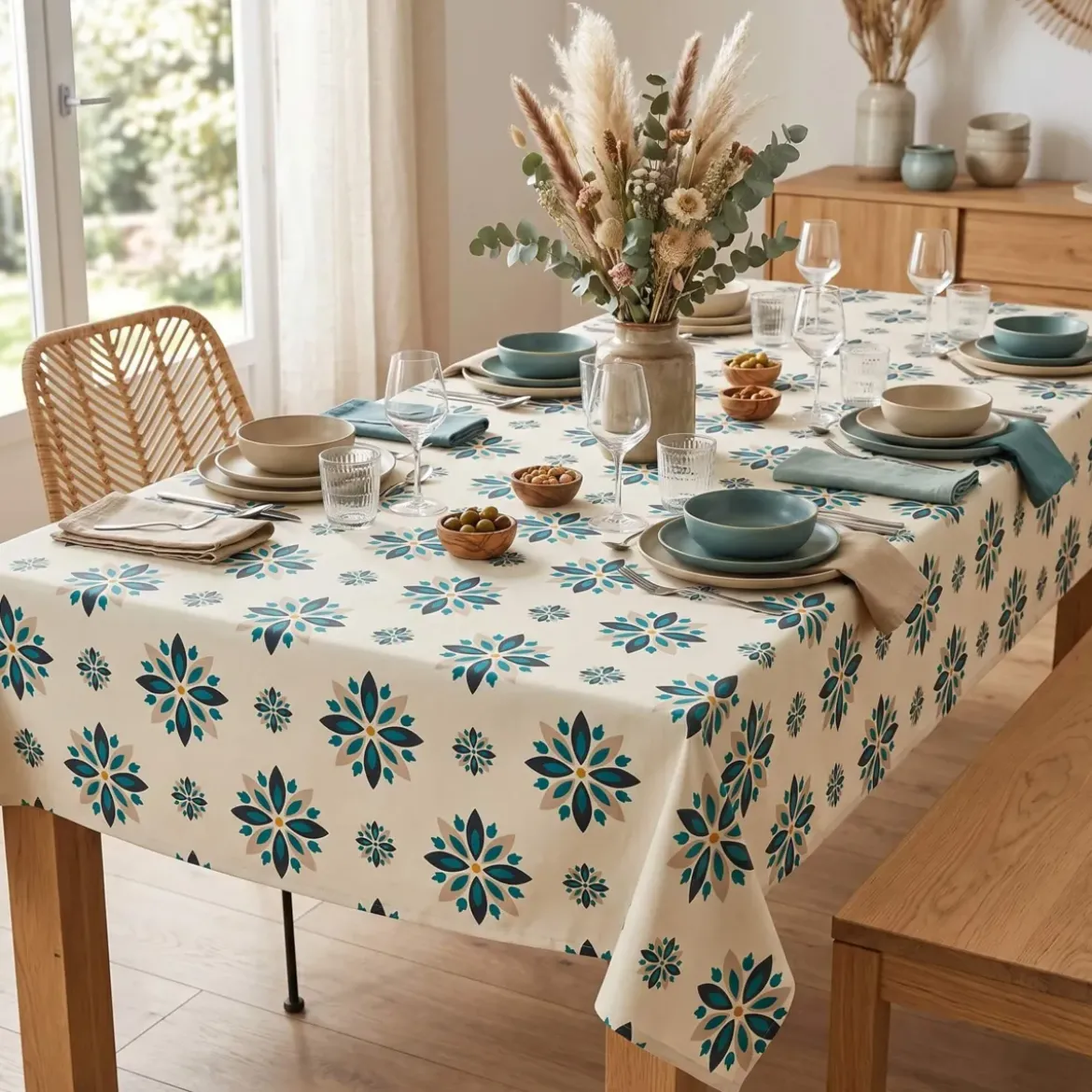 Tovaglia rettangolare cotone antimacchia (150 x 250 cm) Porto Multicolore