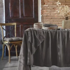 Tovaglia rettangolare garza di cotone (L350 cm) Gaïa Grigio granito