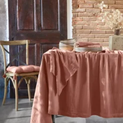 Tovaglia rettangolare garza di cotone (L250 cm) Gaïa Rosa pesca