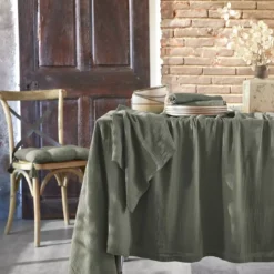 Tovaglia rettangolare garza di cotone (L250 cm) Gaïa Verde rosmarino