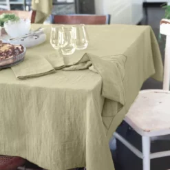 Tovaglia rettangolare garza di cotone (L350 cm) Gaïa Verde tiglio