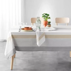 Tovaglia rettangolare in cotone tessuto (140 x 240 cm) Iliade Bianca