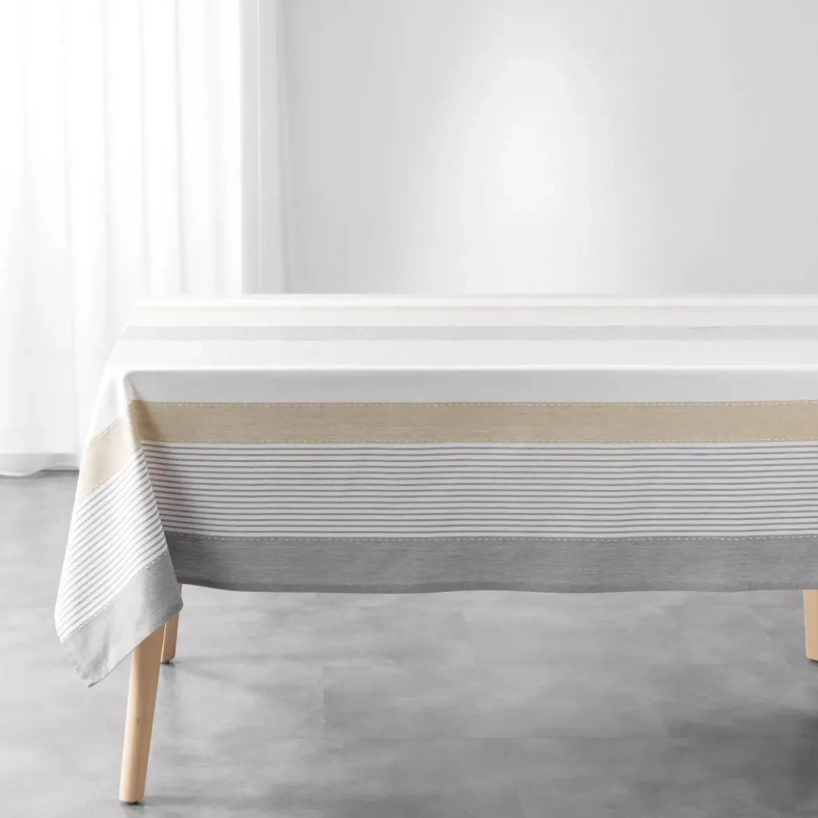 Tovaglia rettangolare in cotone tessuto (140 x 240 cm) Iliade Bianca