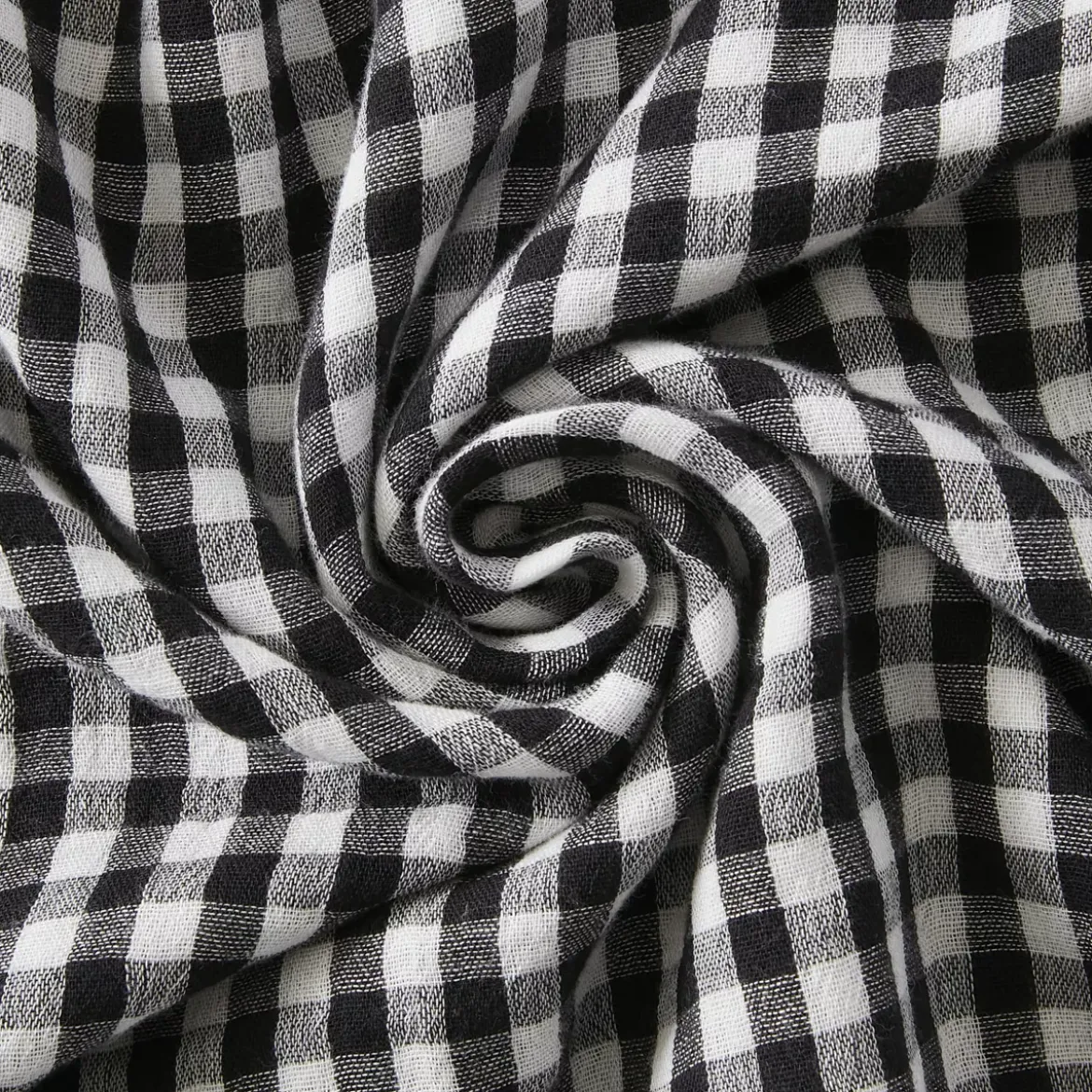 Tovaglia rettangolare in garza di cotone (150 x 250 cm) Gaïa vichy Nera