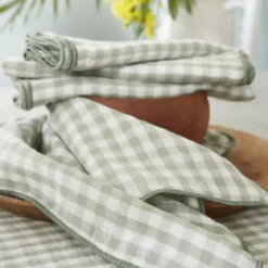 Tovaglia rettangolare in garza di cotone (150 x 250 cm) Gaïa vichy Verde eucalipto