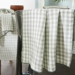 Tovaglia rettangolare in garza di cotone (150 x 250 cm) Gaïa vichy Verde eucalipto