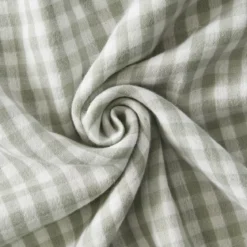 Tovaglia rettangolare in garza di cotone (150 x 350 cm) Gaïa vichy Verde eucalipto