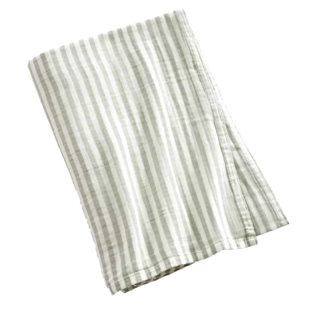 Tovaglia rettangolare in garza di cotone (150 x 350 cm) Gaïa a righe Verde eucalipto