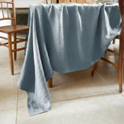Tovaglia rettangolare in lino lavato (170 x 350 cm) Louise Blu Azzurro