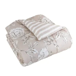 Trapunta stampata e due federe in cotone (200 x 200 cm) Lara Beige
