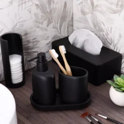 Vassoio ovale da bagno (19,5 cm) Japandi Nero
