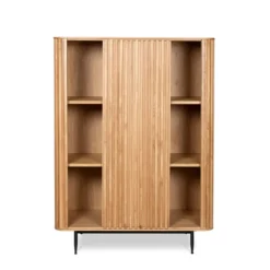 Vetrina alta a 3 livelli in rovere massiccio (98 x 135 cm) Rytm Naturale
