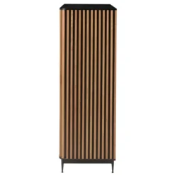 Vetrina alta a 3 livelli in rovere massiccio (98 x 135 cm) Rytm Nero