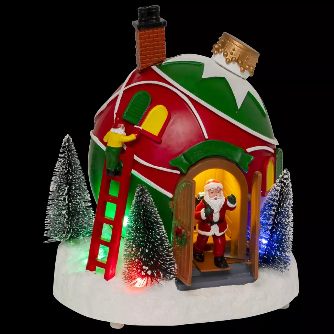 Villaggio di Natale musicale e animato a pile (H22 cm) Capanna di Babbo Natale