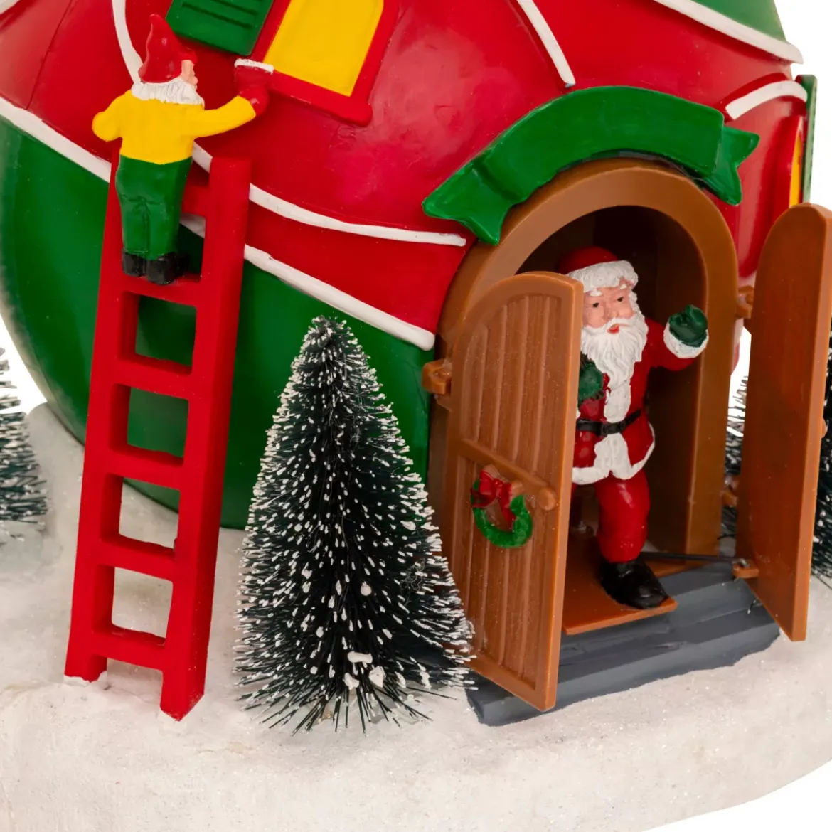 Villaggio di Natale musicale e animato a pile (H22 cm) Capanna di Babbo Natale